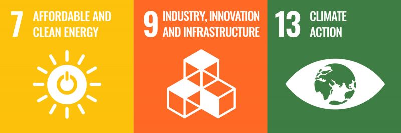 Icon of SDG 7: Affordable and clean energy, Icon of SDG 9: Industry, innovation and infrastructure, Icon of SDG 13: Climate action